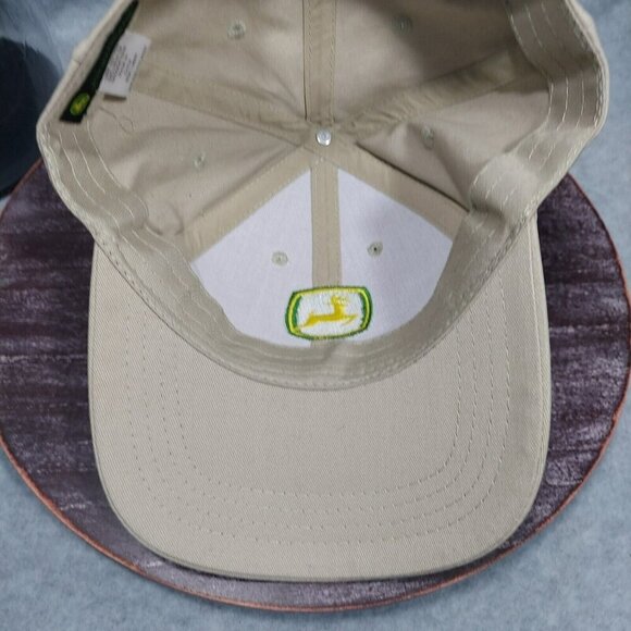 John Deere Logo Cotton Hat Tan/Khaki Adjustable Green Power Farming Embroidered - Picture 13 of 15